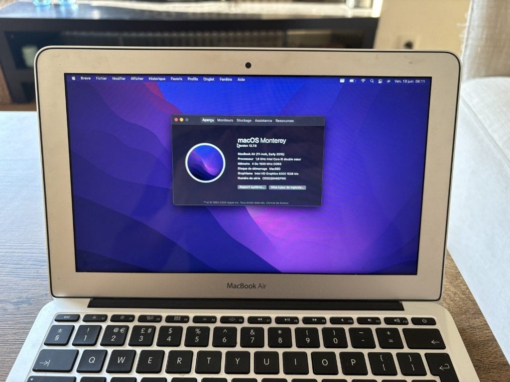 MacBook Air 11" (2015) - i5, 4Go, 121Go SSD, 185 cycles, Informatique & Logiciels, 11 pouces, Moins de 2 Ghz, Utilisé, MacBook Air