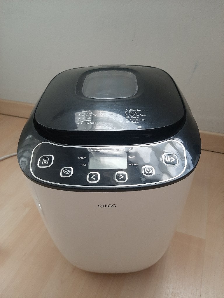 Broodbakmachine Quigg (BM4-D) – 12 Programma's, Elektronische apparatuur, Gebruikt, 800 tot 1200 gram deeg, Kijkvenster, Ophalen