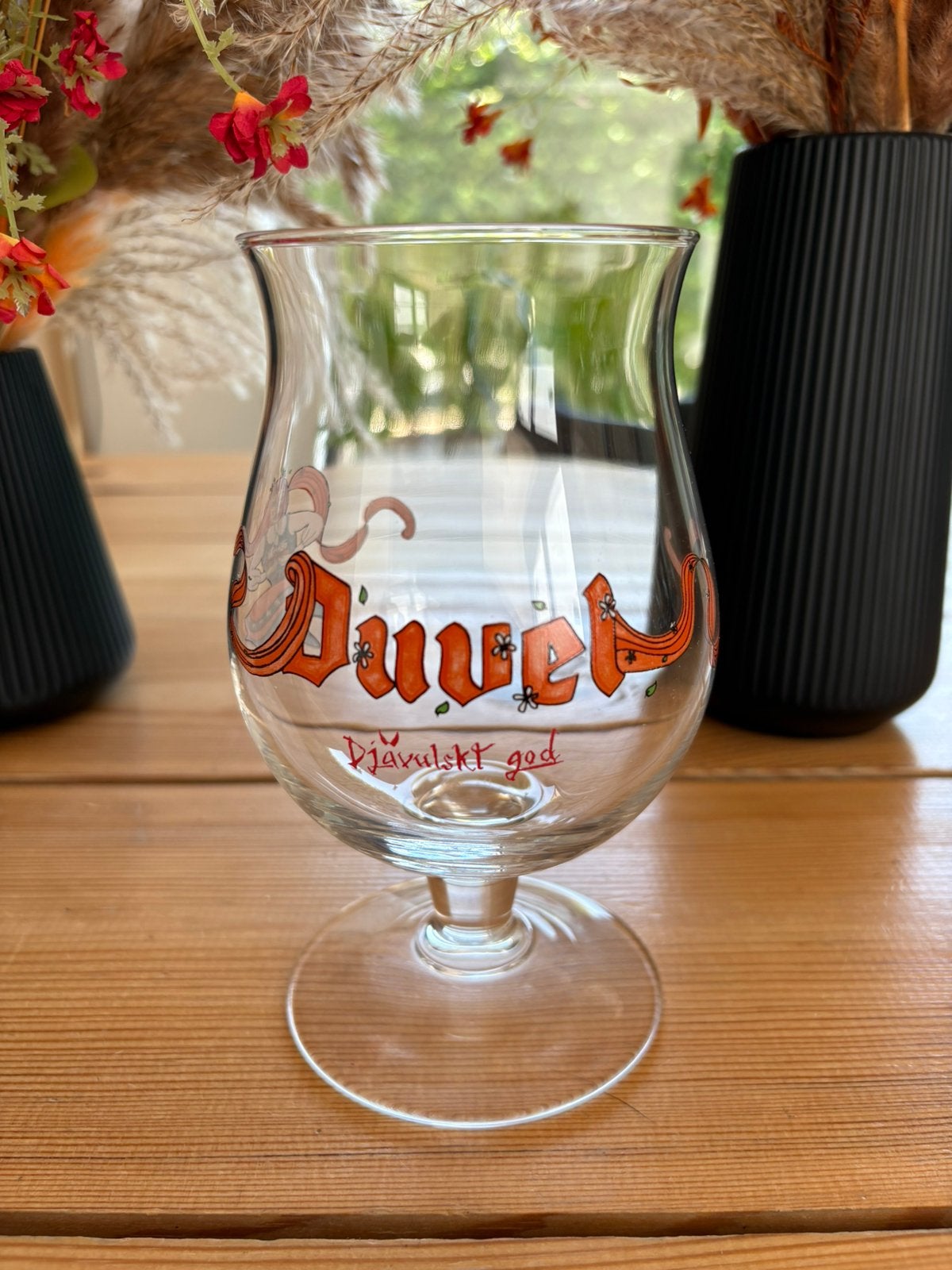 Duvel Djavulkst God - Zweeds glas, Verzamelen, Biermerken, Ophalen of Verzenden, Zo goed als nieuw, Glas of Glazen, Duvel