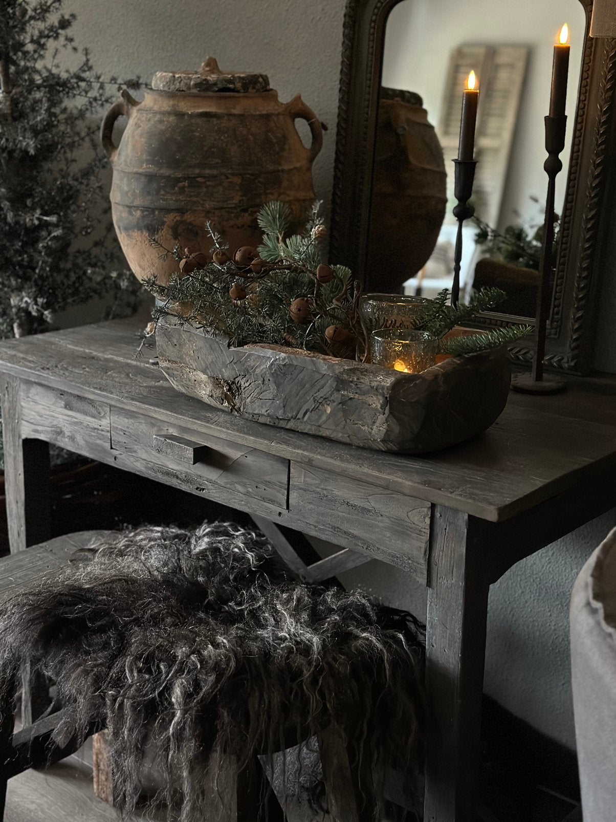 Oude houten tafel / bureau met lade, Ophalen
