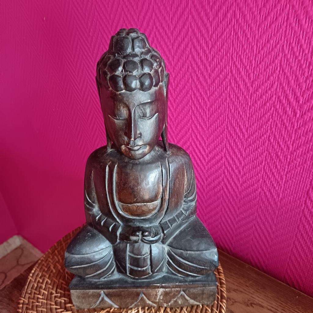 Statue Bouddha en bois sculpté – décoration zen et apaisante, Enlèvement
