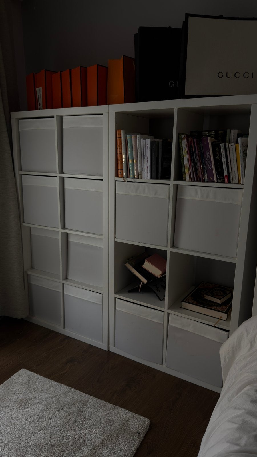 2 étagères IKEA KALLAX blanches 77x147 + rangements, Enlèvement, Comme neuf