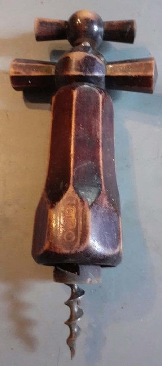 tire bouchon vintage en bois brun avec facette IGRC, Ophalen of Verzenden