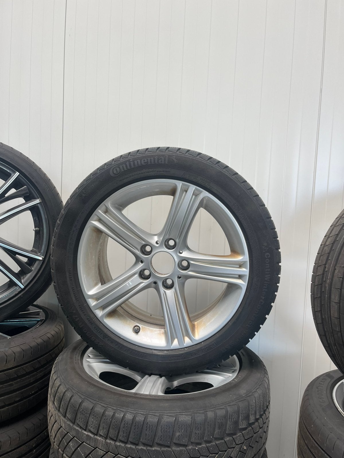 BMW 3 Serie F30 F31 Winterset  + Continental Banden, Ophalen, Gebruikt, Banden en Velgen, 17 inch