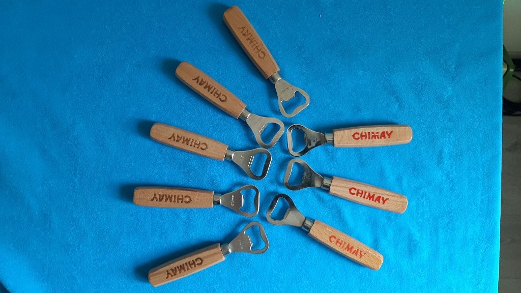 Chimay Trappist houten flesopeners (per stuk of in een set), Ophalen of Verzenden, Gebruikt, Flesopener, Overige merken