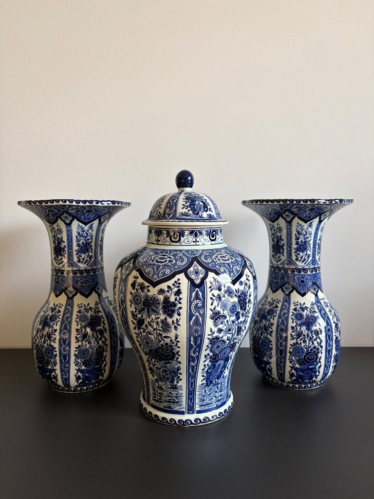 Boch Belgium DelftsBlauw kaststel |3-delige set |30 cm, 30 cm, Vaas, Ophalen of Verzenden, Set