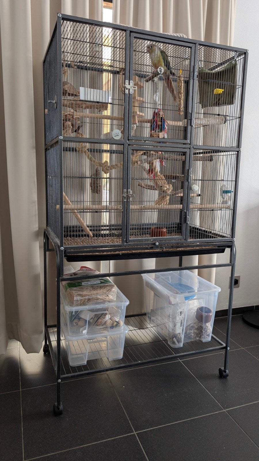 Ruime vogelkooi 79x52x150 + hoes, Dieren en Toebehoren, Ophalen, Gebruikt, Metaal, Vogelkooi