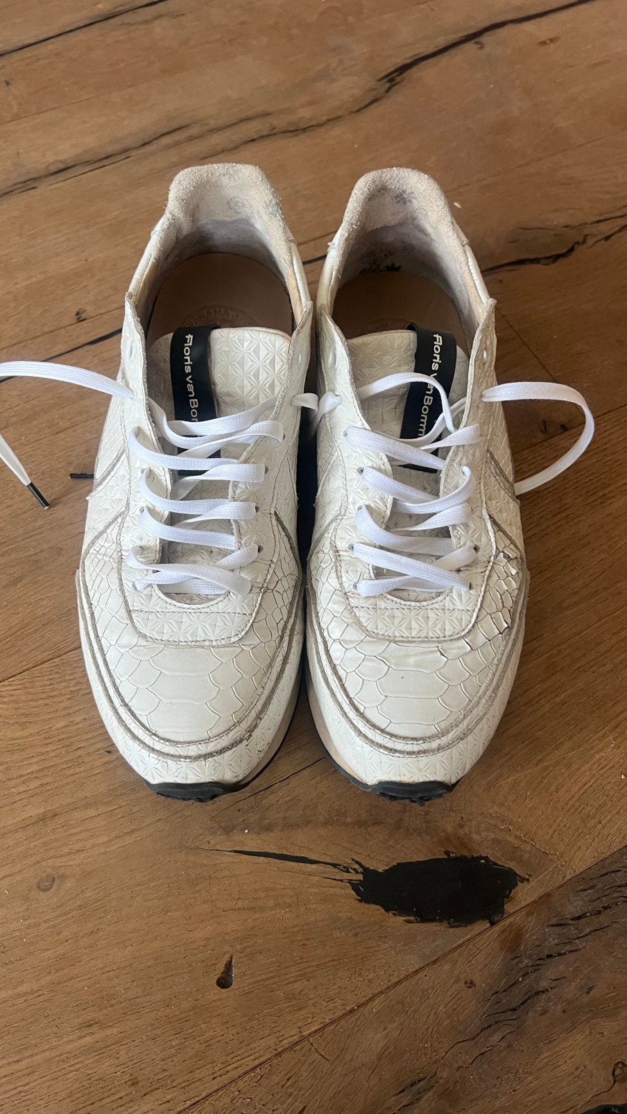 Sneakers en cuir blanc Floris van Bommel taille 41, Enlèvement ou Envoi, Sneakers et Baskets, Porté, Blanc