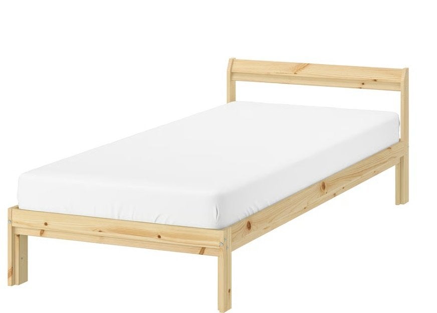 Bedden  houten simpel bed, Ophalen, Beige, 140 cm, Zo goed als nieuw