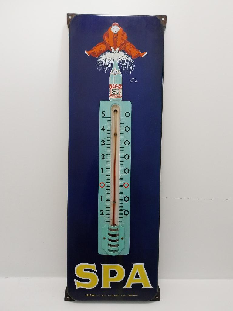 Thermometer van Spa Monopole in emaille uit 1961, Verzamelen, Ophalen of Verzenden, Reclamebord