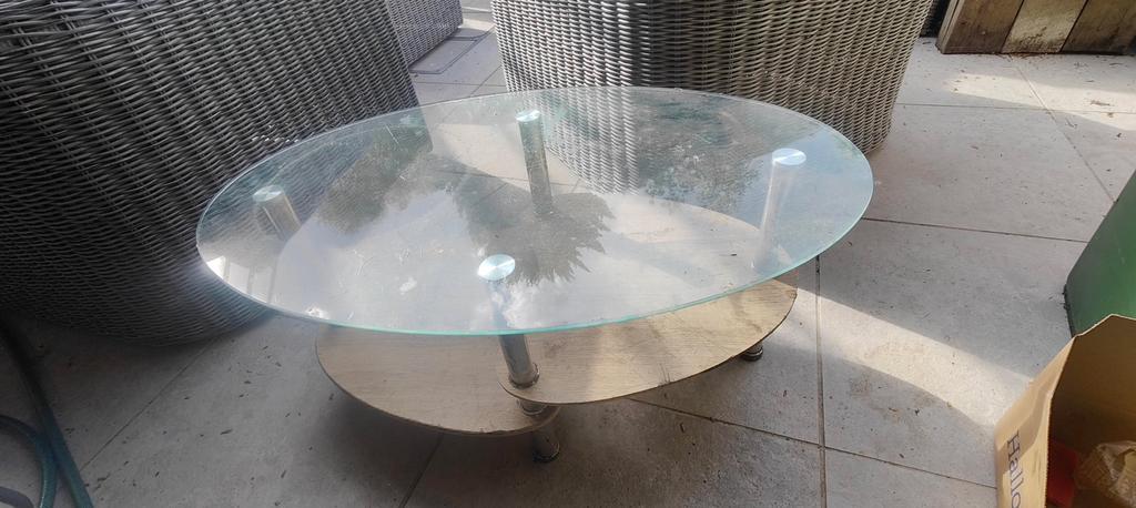 Salontafel, Ophalen, Gebruikt, Ovaal, Glas
