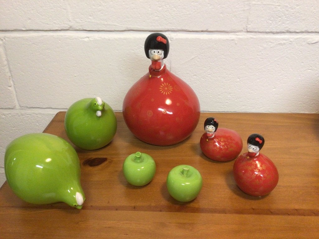 Lot de 7 poules et pommes, Ophalen