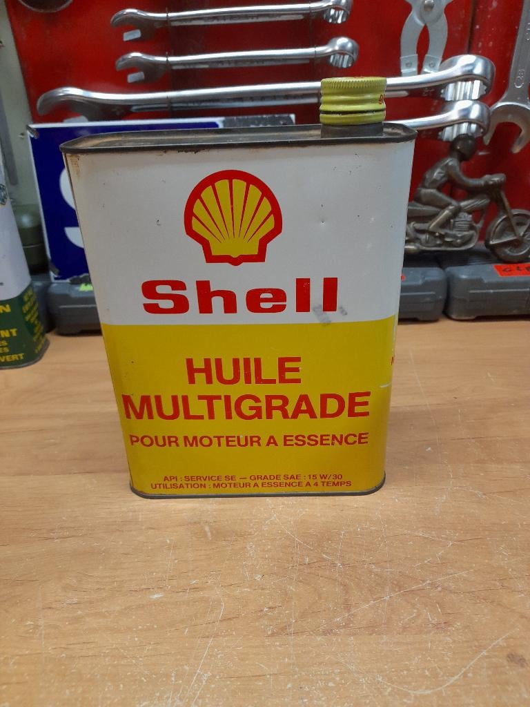 oud multigrade benzineolieblik met lege huls, Verzenden, Gebruikt, Overige typen