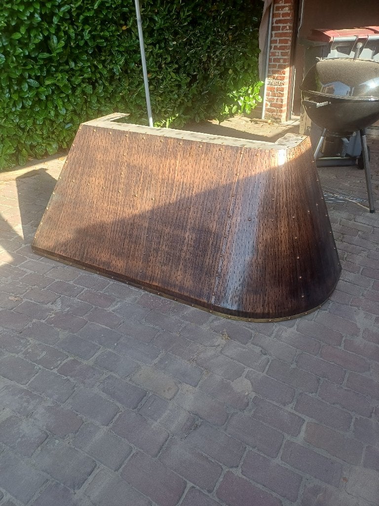 oude koperen schoorsteenmantel in rood koper, Ophalen, Koper