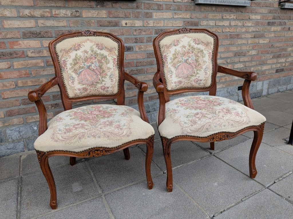 2 Fauteuils cabriolet vintage style Louis XV, Antiquités & Art, Enlèvement