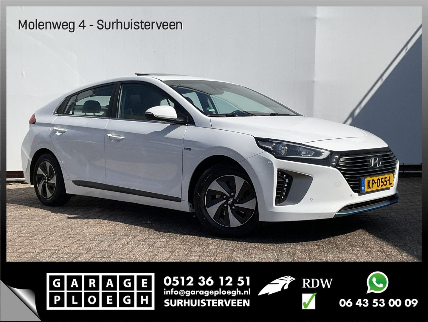 Hyundai IONIQ 1.6 Hybrid First Edition OpenSky Leer Stuur/St, Automaat, Startonderbreker, Wit, Bedrijf