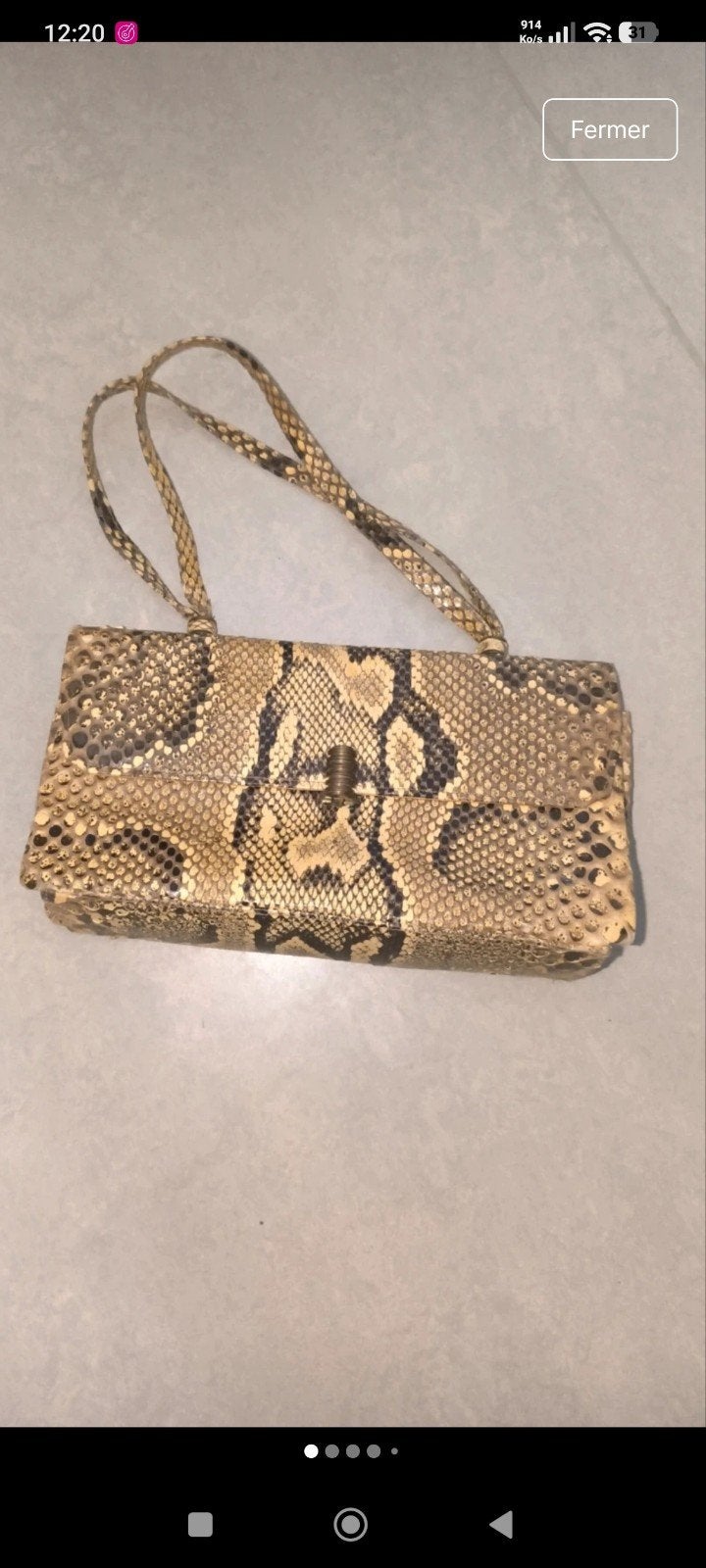Sac à main serpent vintage, Enlèvement ou Envoi, Utilisé, Beige, Sac à main