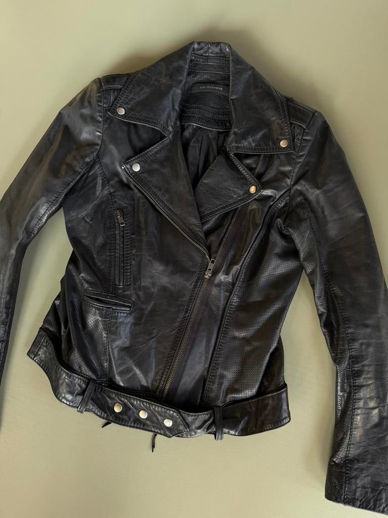 Lederen biker jacket Luc.Duchene maat 38, Envoi, Porté, Taille 38/40 (M), Noir