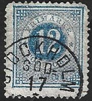 1 Postzegel Zweden 1872 Cirkel met cijfer, Enlèvement ou Envoi, Suède, Affranchi