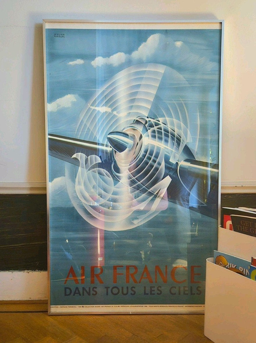 ingekaderde Affiche 'Air France Dans Tous Les Ciels', Verzamelen, Ophalen, Zo goed als nieuw
