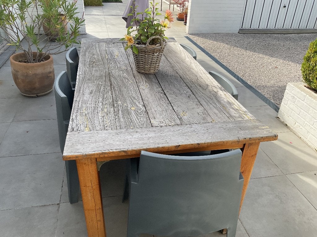 Tuintafel, Tuin en Terras, Ophalen, Gebruikt, Rechthoekig, Hout