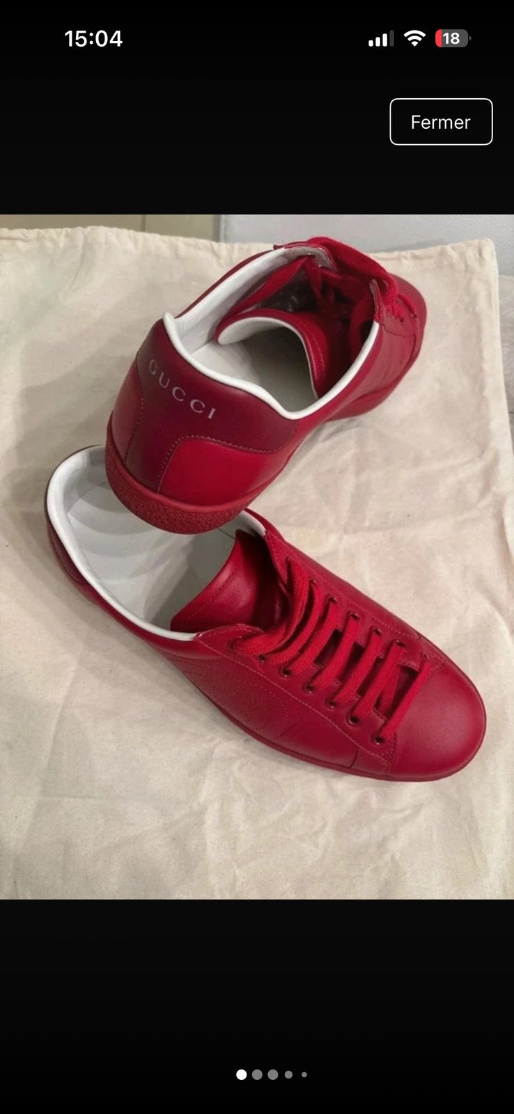 Gucci ace cuir rouge, Kleding | Heren, Overige kleuren, Ophalen of Verzenden, Zo goed als nieuw, Sneakers