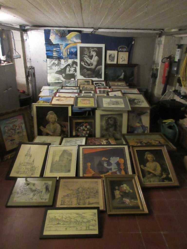 Lot schilderijtjes, tekeningen, affiches., Enlèvement, Classique, Autres sujets