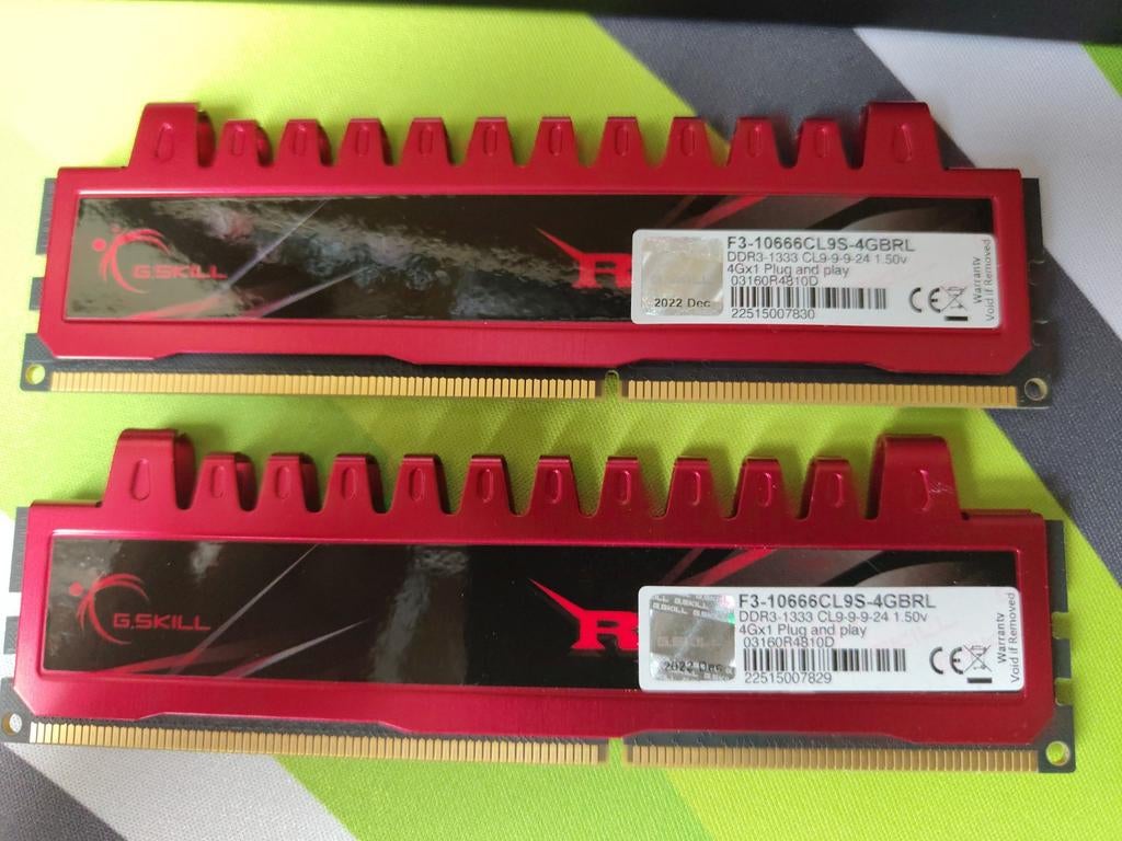 2x DDR3-1333 4GB, Computers en Software, RAM geheugen, Ophalen, DDR3