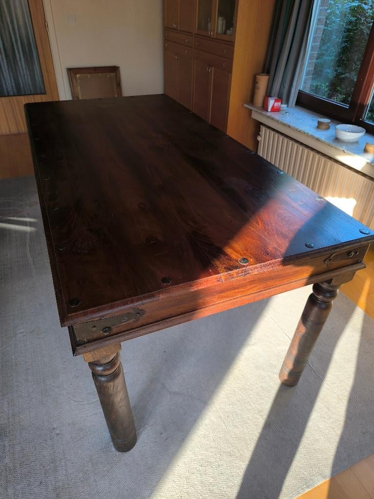 Eettafel koloniale stijl, Huis en Inrichting, Ophalen, Zo goed als nieuw, Vijf personen of meer, 150 tot 200 cm