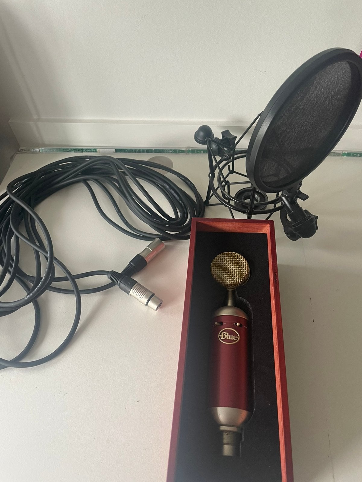 Blue Spark condensator microfoon + 10m XLR kabel +pop filter, Muziek en Instrumenten, Microfoons, Ophalen, Zo goed als nieuw, Studiomicrofoon