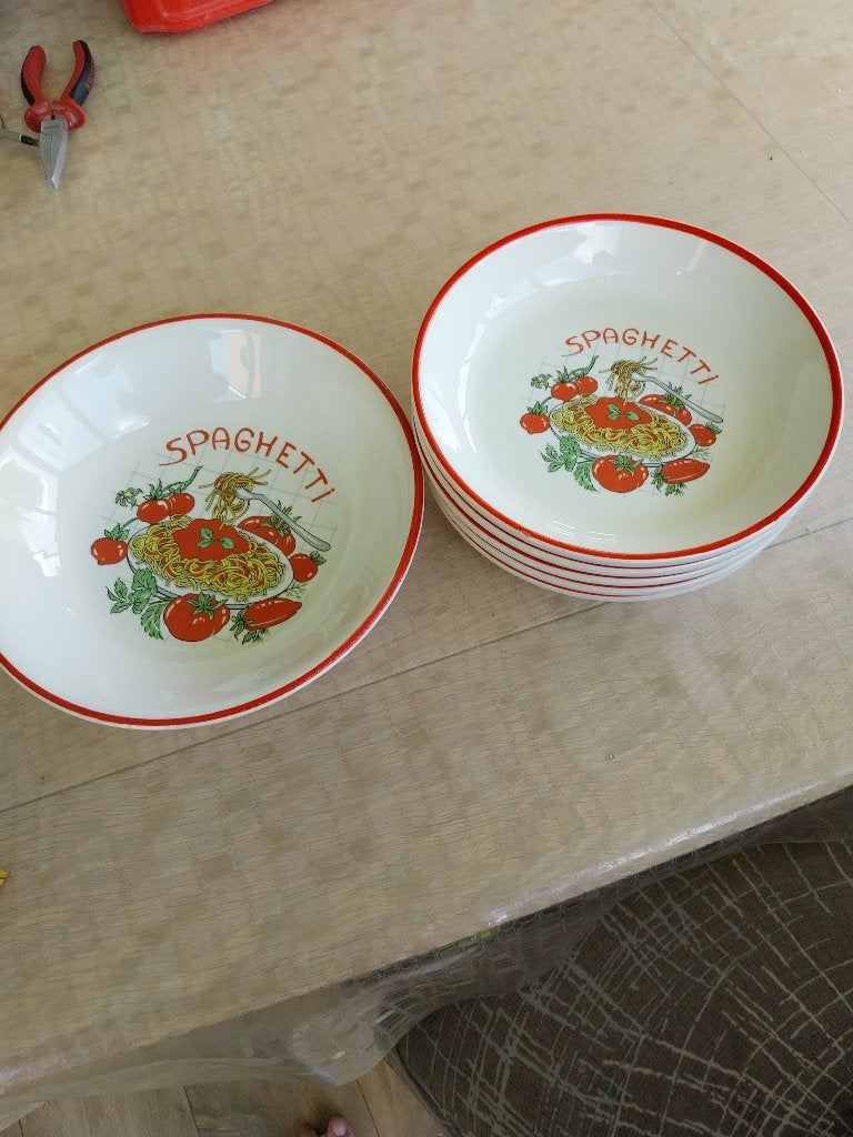 Service à spaghettis pour 6 personnes, Maison & Meubles, Assiettes(s), Comme neuf, Enlèvement, Autres matériaux