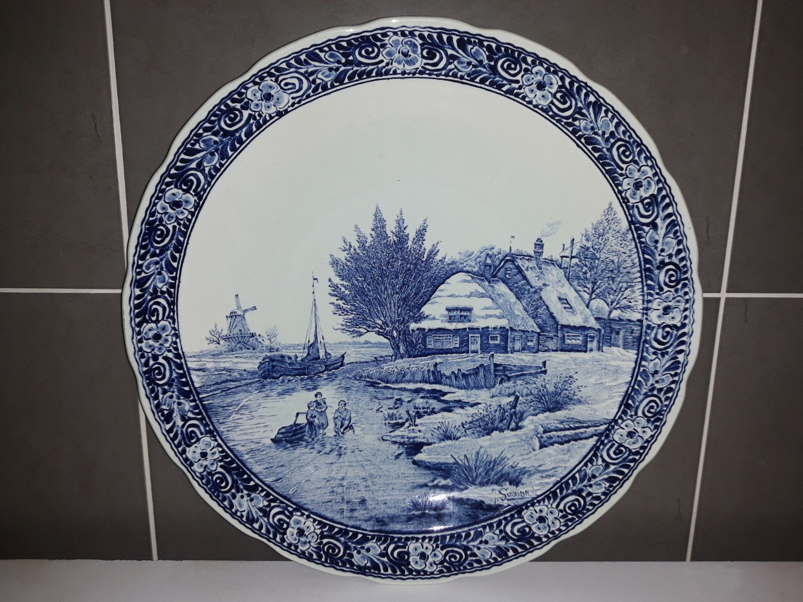 Prachtige Delfts Schotel - Diameter 39cm - Perfecte Conditie, Enlèvement ou Envoi
