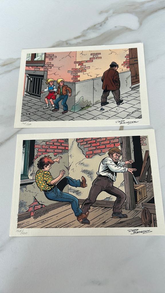Jeff Broeckx Sloeber Dag en Heidi 2 exlibris gesigneerd, Ophalen of Verzenden, Zo goed als nieuw