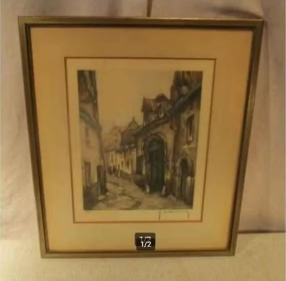 Prachtige Ets 'In het oude Steegje' - Roger Hebbelinck, Antiek en Kunst, Ophalen of Verzenden, Landschap, Ets, Genummerd