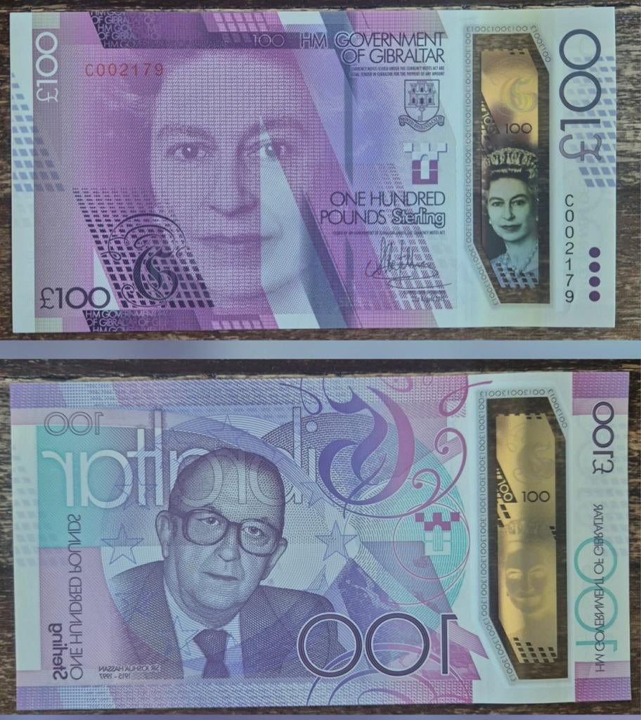 100 pond 2015 pick40 Herdenkingsbiljet Gibraltar UNC, Postzegels en Munten, Ophalen of Verzenden, Overige landen, Los biljet