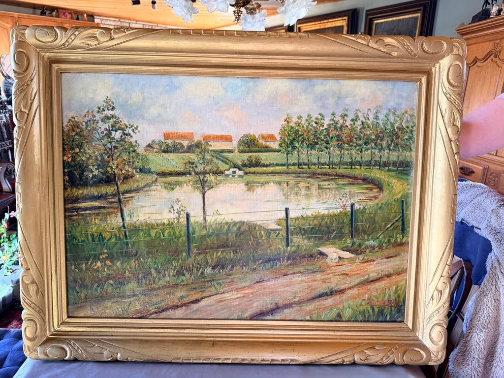 2 schilderijen art deco kader, Antiek en Kunst, Ophalen