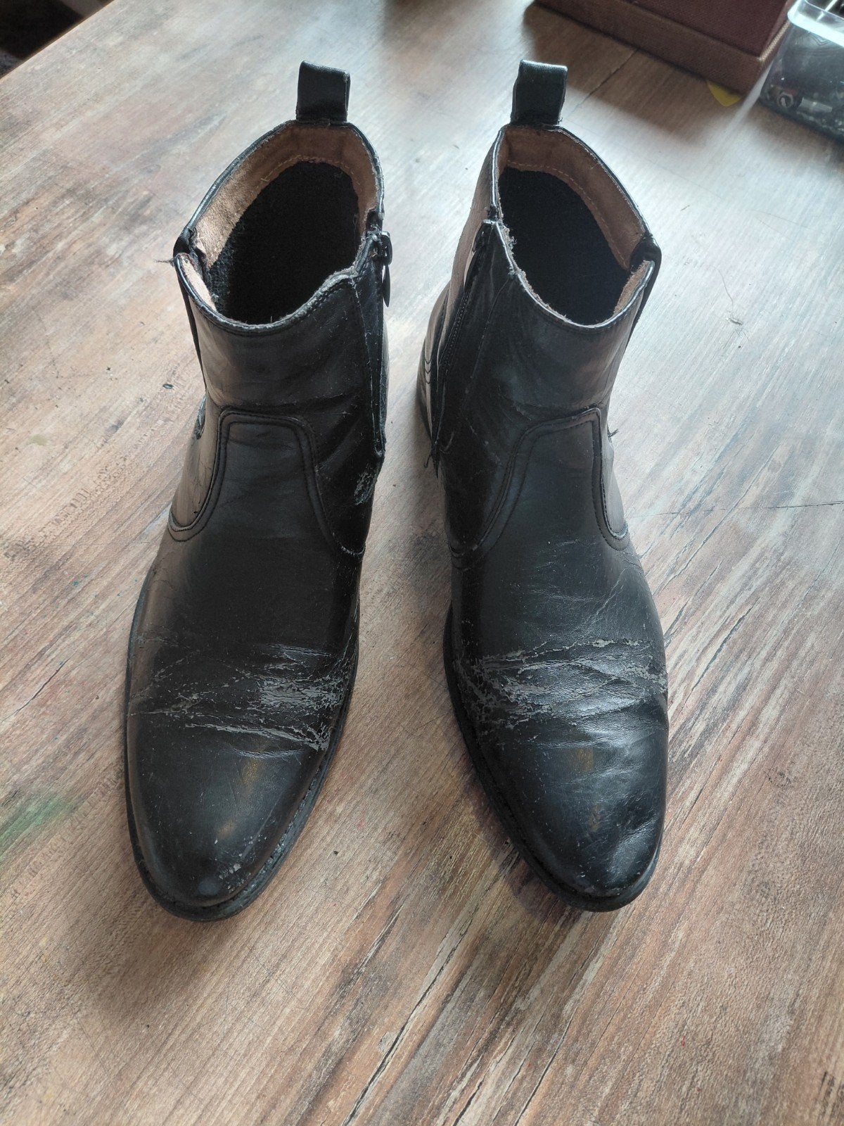 Zwarte Leren Enkellaarsjes / Western Boots – Maat 43, Ophalen of Verzenden, Zwart, Boots