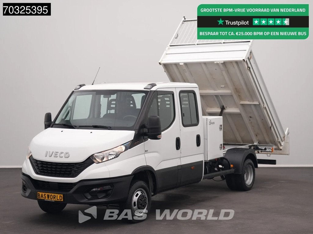 Iveco Daily 35C16 3.0L Dubbel Cabine Kipper met Kist 3,5t Tr, Auto's, Stof, Gebruikt, Euro 6, 4 cilinders