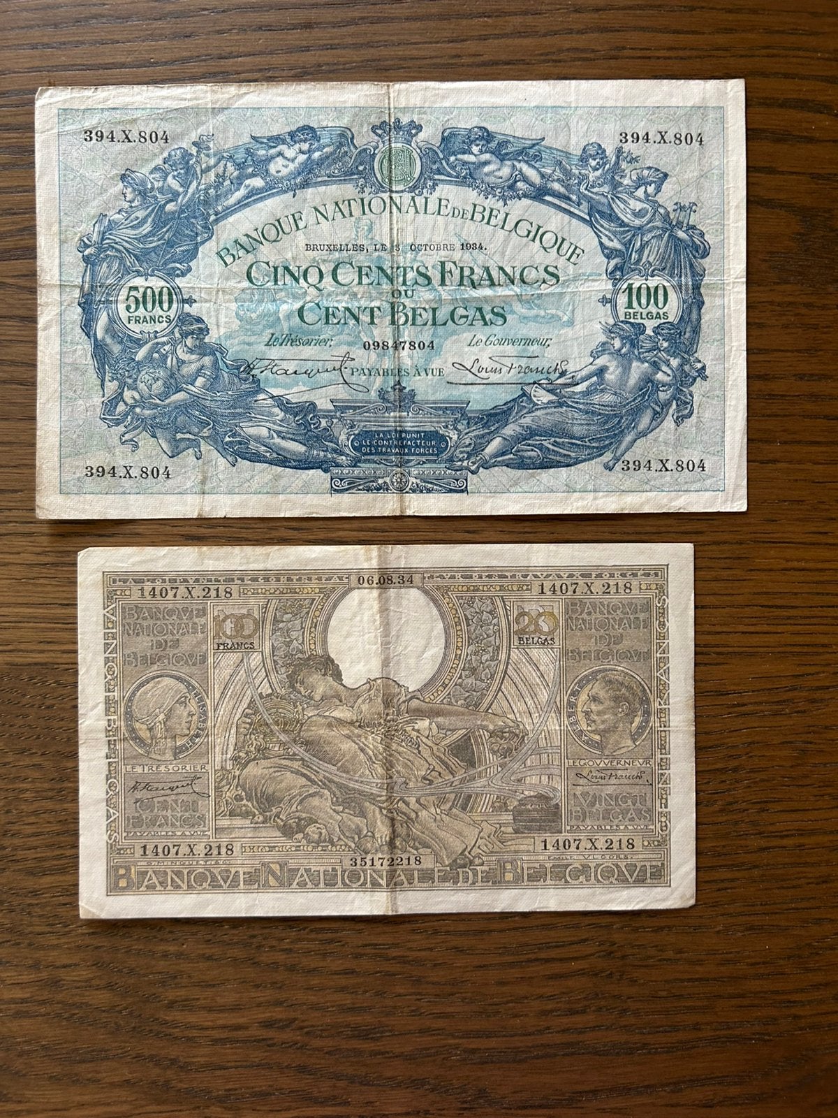 Belgische biljetten 1934 Albert 1, Postzegels en Munten, Ophalen