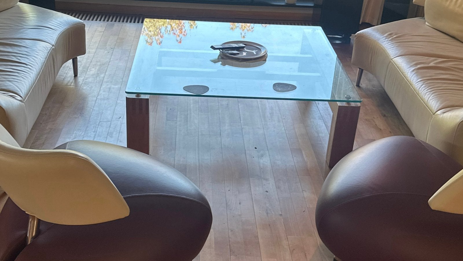 Table basse design 120x120 - Chêne massif et vert, Enlèvement, Utilisé