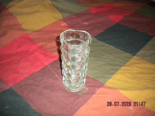 Mooi klein stevig glazen vaas + Mooi smal wit vaasje, Ophalen, Wit