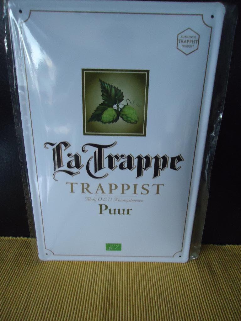La Trappe Trappist Puur rechthoekig metaalbord, Verzamelen, Biermerken, Ophalen of Verzenden, Nieuw, Reclamebord, Plaat of Schild