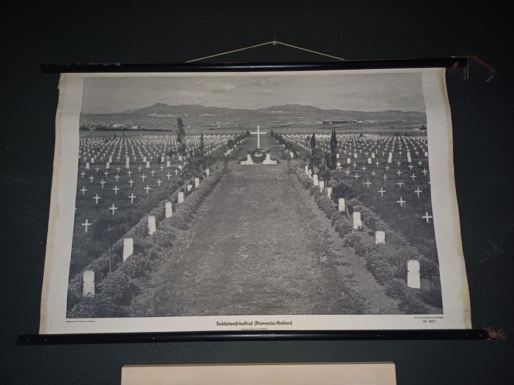 Oude schoolplaat soldatenkerkhof, Enlèvement, Armée de terre, Photo ou Poster