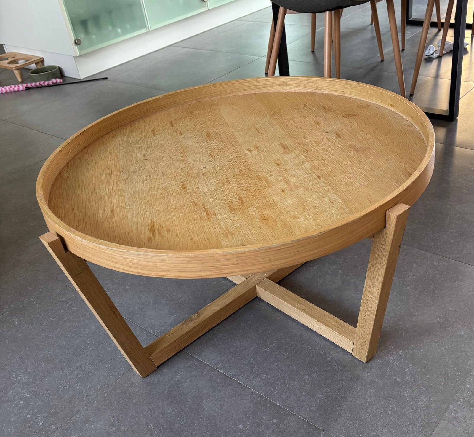 Licht eiken salontafel, Huis en Inrichting, Ophalen, Gebruikt, 50 tot 100 cm, 5 – 50
