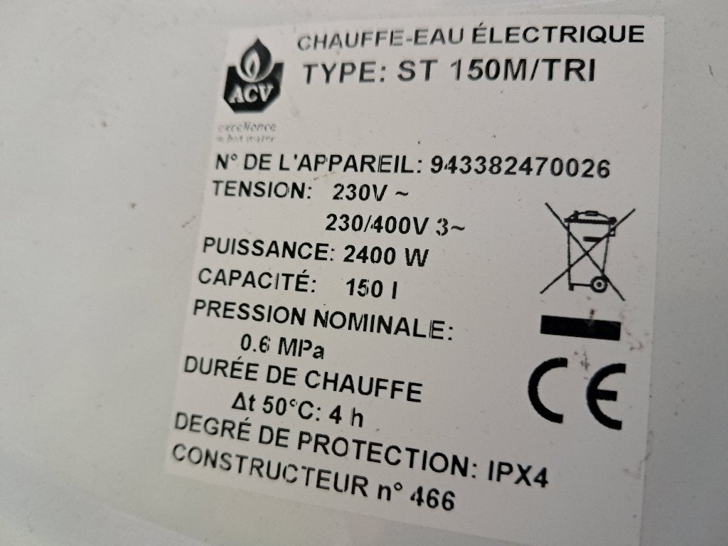 Chauffe eau électrique, Bricolage & Construction, 100 litres ou plus, Enlèvement, Comme neuf, Chauffe-eau