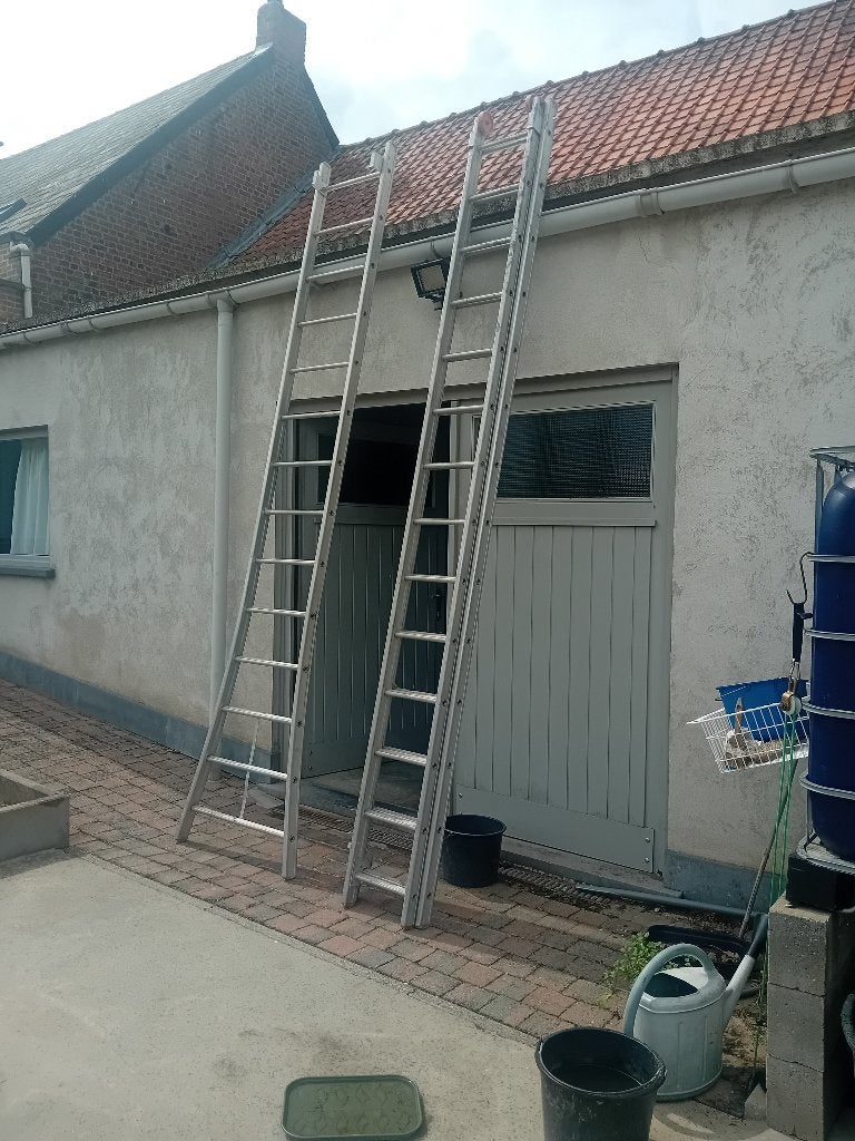 te koop ladder 3 x 14 treden, Doe-het-zelf en Bouw, Ophalen, Gebruikt, Ladder, Opvouwbaar of Inschuifbaar