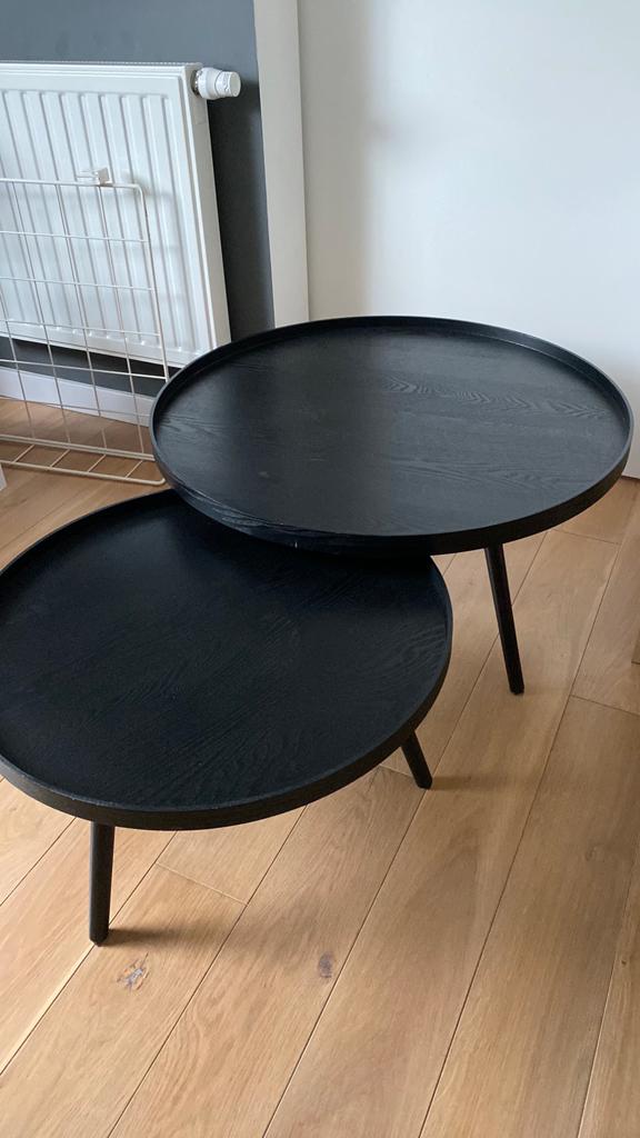 Set zwarte salon tafels, Ophalen, Gebruikt, Rond, 50 tot 100 cm