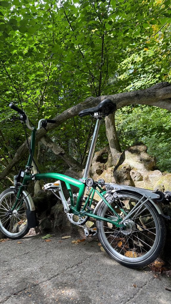Brompton M6R groene bagagerek verlichting  6 versnellingen, Ophalen, Brompton, Velgrem, 14 tot 16 inch