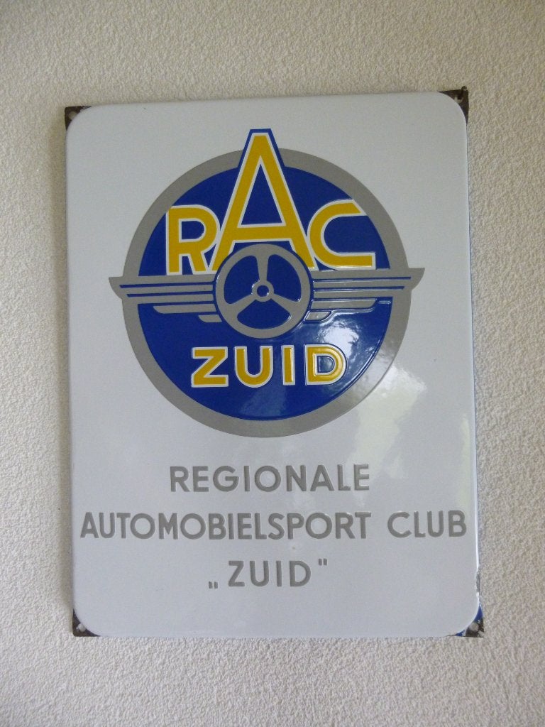 EMAILLE BORD''RAC ZUID AUTOMOBIEL SPORTCLUB''UIT JAREN 50/60, Enlèvement ou Envoi, Utilisé, Panneau publicitaire