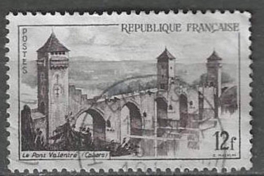 Frankrijk 1955 - Yvert 1039 - Pont Valentre in Cahors (ST), Verzenden, Gestempeld
